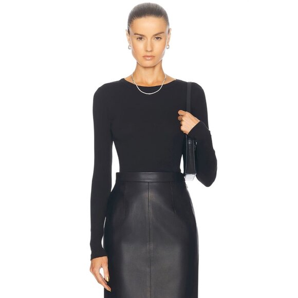 St. Agni Organic Cotton Soft Rib Long Sleeve Top in Black X-Small New Womens - Picture 1 of 12